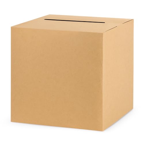 Image of Hooqict Kraft Card Box with Slot 9.1 inch Wedding Favor Gift Card Boxes for Reception, Parties, Birthday, Rustic Wedding Decorations, Retirement, Graduation Money Box Envelope Holder