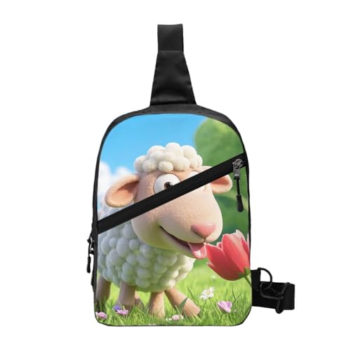 Funny Naughty Sheep Tongue Cute Animal Print Men's and Women's Foldable Crossbody Bag,Sports Crossbody Bags,and Daily Chest Bags