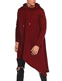 COOFANDY Mens Halloween Casual Hooded Poncho Cape Cloak Irregular Hem Hoodie Pullover