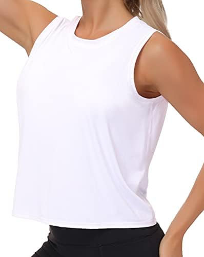 THE GYM PEOPLE Ice Silk Workout Tops for Women Quick Dry Muscle Gym Running Shirts Sleeveles