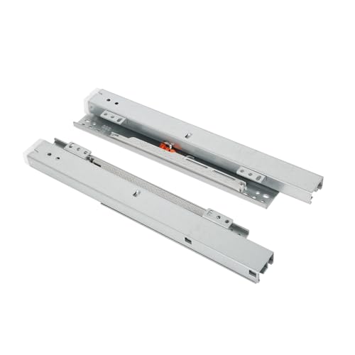Rieles extraíbles montaje en suelo extracción de cajones, 1 par de guías subterráneas rieles de cajones extracción completa, rieles deslizantes telescópicos ocultos con cierre suave silencioso con
