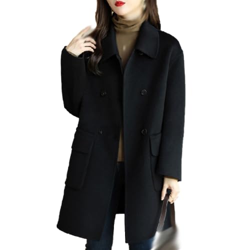 カシミヤ レディース ロングコート 黒 レディースチェスターコート