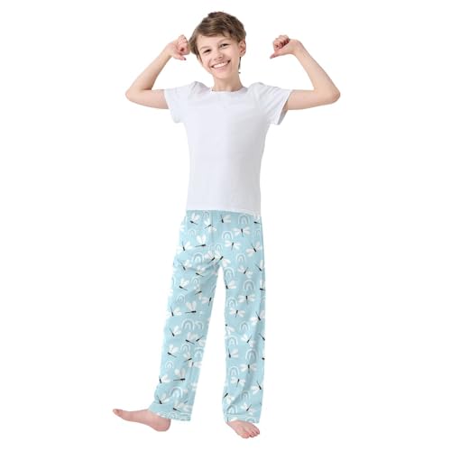 Dragonfly Rainbow Boys Long Pants Soft Trousers Elastic Waist Kids Lounge Bottoms with Pockets S-XL2