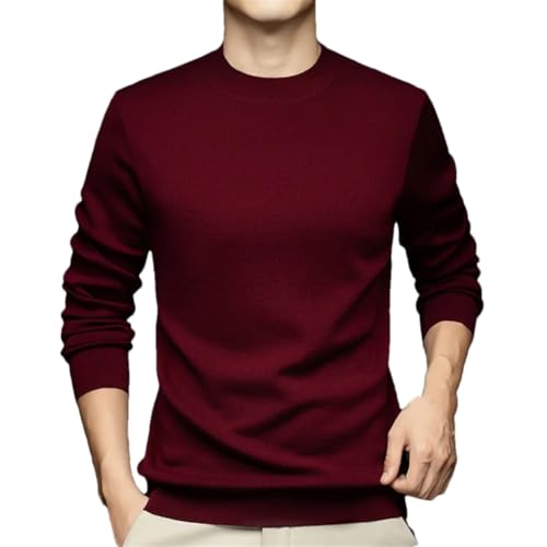 Men's Wool O-Neck Long Sleeve Sweaters Thin Solid Casual Pullover Jumpers