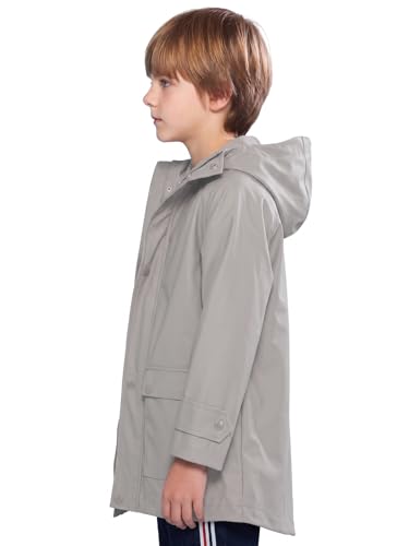 Image of SOLOCOTE Kids Rain Jacket Hooded Lined Rubber RainCoats for Girls Boys Waterproof Windproof Size 5-14Y