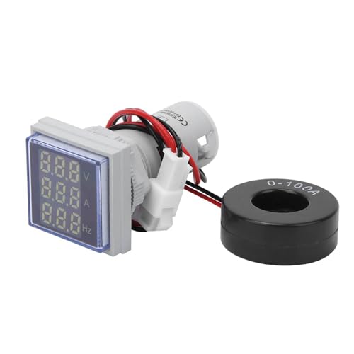 Image of AC Voltage Current Display Meter, AC 60-500V 0-100A 20-75 Hz LED Digital Display Ammeter Voltmeter, 3-Digit Display AC Voltage Current Hertz Tester