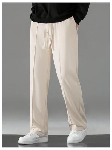 SHENHE Men's Drawstring Waist Pants Pleated Straight Leg Loose Casual Pants with Pockets3