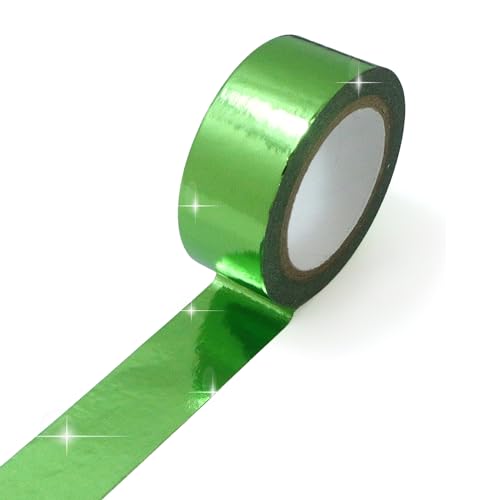 メッキマスキングテープ グリーン 粘着あり デコレーション ラッピング 【幅15mm×長さ5m】 きらきらぷんぷん丸 MMT-004
