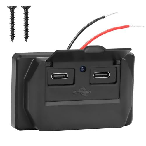 CERRXIAN 12V/24V RV USB Outlet Panel Wall Mount, 60W Dual PD3.0 Type-C Port Car Charger Socket Multi Port Power Adapter (Dual USB C) CERRXIAN 12V/24V RV USB Outlet Panel Wall Mount, 60W Dual PD3.0 Type-C Port Car Charger Socket Multi Port Power Adapter (Dual USB C)