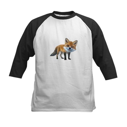 CafePress PD Moreno's Fox Kids Baseball T Shirt Kids Cotton Baseball Jersey, 3/4 Raglan Sleeve Shirt Black/White