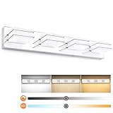 GOODATE 3 Color Temperature Dimmable Vanity Lights for Bathroom, LED Chrome 4 Light Vanity Light Fixtures, Acrylic Stainless Steel Square Shade Bathroom Light Fixtures Over Mirror, ETL Certificated