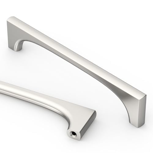 Asidrama 10 Pack 4 Inch(102cm) Brushed Nickel Cabinet Pulls Heavy-Duty Solid Kitchen Cabinet Handles Black Drawer Hardware for Bathrooms Cabinets