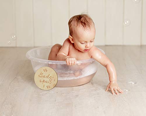 40 Baby Holz Meilensteine inkl. Stoffbeutel Ø 10cm | Meilensteinkarten als Geschenkidee zur Geburt, Taufe, Schwangerschaft oder Babyparty | SET aus 20 Teilen (Modernline) - Image 3