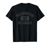 Wilmington Delaware Gym Style Distressed Black Print T-Shirt