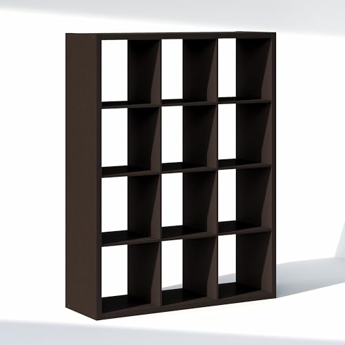 Image of Furinno Cubic Extra Thick 12-Cube Closet Organizers and Storage, Dark Oak | 14.6 x 44 x 58 in, Open Shelf Closet Storage, Closet Organizer, for Wardrobe, Bedroom, Living Room