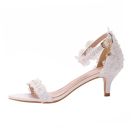Chaussures mariée talons blanches femme avec perles élégantes et bottes printemps PU