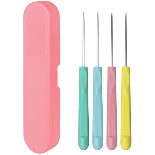 4 Pcs Cookie Scribe Needles, 5.2 Inch Icing Tools, Pink