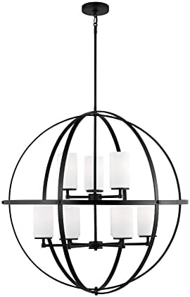 Generation Lighting 9-Light Alturas Contemporary Chandelier Midnight Black 3124609-112 | Modern Ceiling Light Fixture for Room Decor| Chandelier for Dining Room, Living Room, or Foyer
