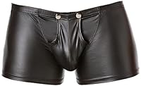 Verano Latex ähnliche Herren Shorts - Vinyl Wetlook Shorts mit Verschluss, Schwarz, XL