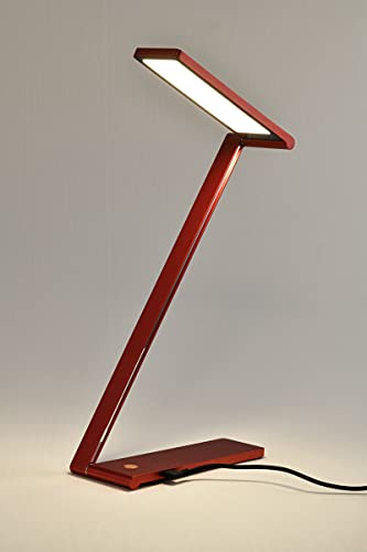 Woward Augenschutz LED Schreibtischlampe 12W Stufenlos Dimmen Tischlampe 4000K USB Schwenkarm & Metall & Ultradünne & Zusammenklappen Büro (Rot) Cover