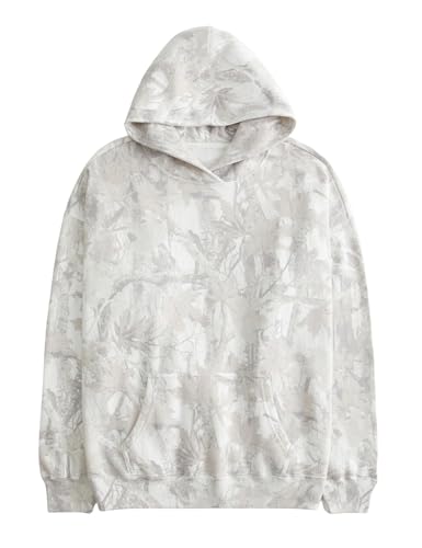 Women Camo Hoodies Maple Leaf Oversized Fleece Hooded Sweatshirt Loose Long Sleeve Pullover Top with Pocket Couple(Medium)