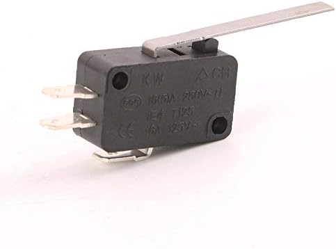 CESFONJER 12Pcs Micro Limit Switch | Momentary Hinge Metal Roller Lever Micro Switch AC 5A 125 250V SPDT 3 Pins - Black