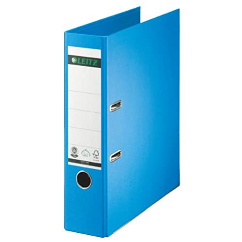 Leitz Qualitäts-Ordner 180 A4 8 cm Rückenbreite Spezialpapierkaschierung in Leinenprägung Blauer Engel Hellblau 10070030