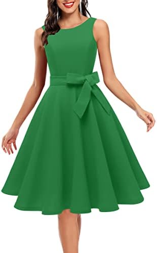 Dressever Women's 50s 60s Vintage Sleeveless Cocktail Party Dress Green 3X