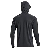 LOOGU Men's UPF 50+ Sun Protection Hoodie Shirt Long Sleeve Lightweight, Rash Guard SPF T-Shirts for Fishing Hiking Solid Black