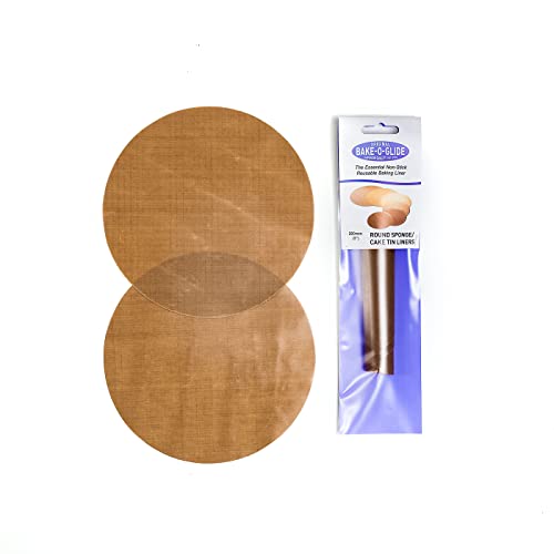 Bake-O-Glide Multigrade Sponge Tin Liners, 2 Pack of Pre-Cut Circles, Brown, 8 / 200mm