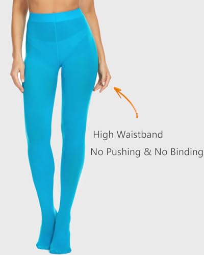 Image of DUCMODA Womens 80 Denier Opaque Tights, Women's Soft Solid Color Footed Pantyhose, High Waist Stocking with 30+ Colors