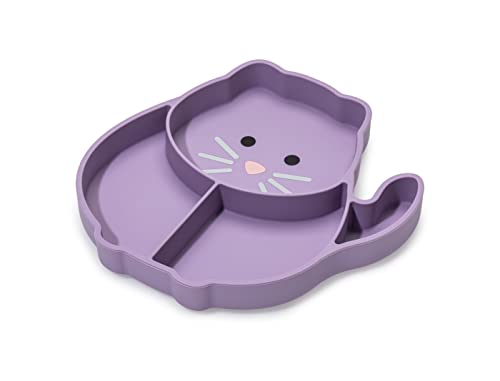 Image of melii Divided Silicone Suction Plate for Babies and Toddlers – 100% BPA-Free, Dishwasher, Microwave Safe, Non-Toxic Baby Feeding Plate - Fits Most High Chairs, Age 6 Months - (Cat)