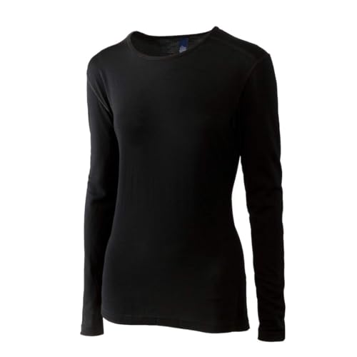 Roman Trail Outfitters Merino Wool Women's Long Sleeve Top |Crew Neck Shirt | Lightweight | Moisture Wicking | Base Layer (Black, Large)
