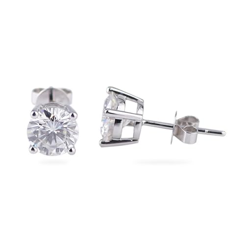 Boucles d'oreilles or 14K et moissanite ronde de qualité prestige