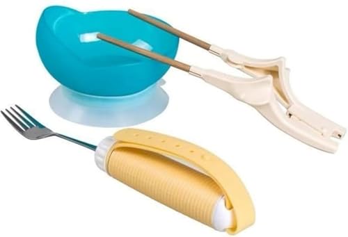 Rutexc 介護・リハビリ用食器セット 握りやすい箸・フォーク・固定ボウル 食事支援ツール