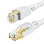 DDMALL Cat8 Ethernet Cable 0.5m 1m 2m 3m 5m 6m 8m 10m 15m 20m 30 m High Speed Network Lan Cable 40Gbps 2000MHz with Gold Plated RJ45 Connector for Router, Modem, Gaming (White, 0.5m)