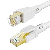 DDMALL CAT 8 Ethernet Cable 5m, High Speed 40 Gbps 2000 MHz F/FTP Internet Network LAN Cables with Gold Plated RJ45 Connector for Router, Modem, PC, Switches, Laptop, Gaming Console (White, 5 m)