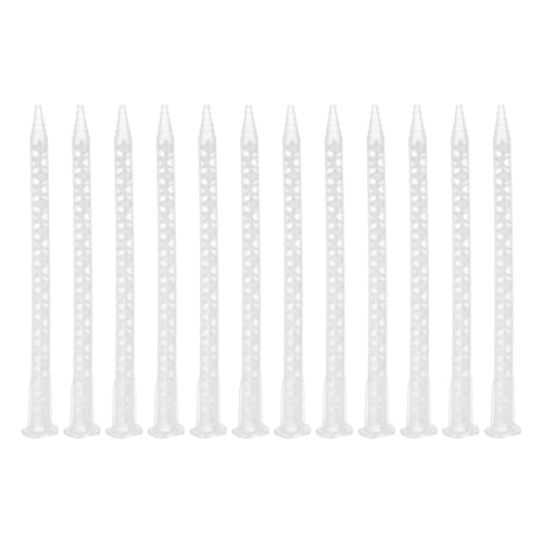 Image of uxcell 15 Pcs Epoxy Tubes Static Mixer, 6.02-inch Plastic Resin Mixing Nozzle Pointed Tip for AB Glue Adhesive Gun Applicator 50mL Cartridges, White