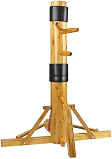 Wing Chun Wooden Dummy IP Man Jeet Kune Do Martial Arts Training with Striking Protective Pads (Wood Color Tripod Base)