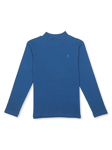 Image of Gini and Jony Girls Blue Solid Cotton Full Sleeves Skivvy
