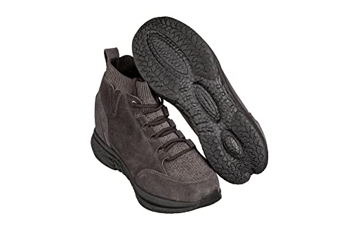 Image of CALTO Men's Invisible Height Increasing Elevator Shoes - Dark Brown Fashion High Top Technical Sneakers - 3 Inches Taller - S23203- Size 7 D(M) US