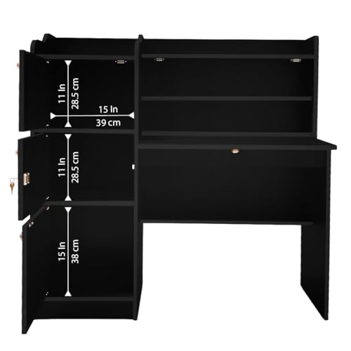 Image of Phoenix Engineered Wood Study Table with Storage (Wenge, 3-Door)
