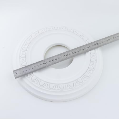 Image of Woogim 2PCS Non-Split Ceiling Medallion for Light Fixtures, White, 12.2Inch