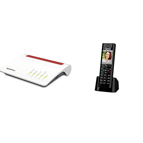 AVM FRITZ!Box 7590 High-End WLAN AC + N Router + Fon C5 DECT-Komforttelefon (hochwertiges Farbdisplay, HD-Telefonie, Internet-/Komfortdienste, Steuerung FRITZ!Box-Funktionen) schwarz, deutschsprachige Version