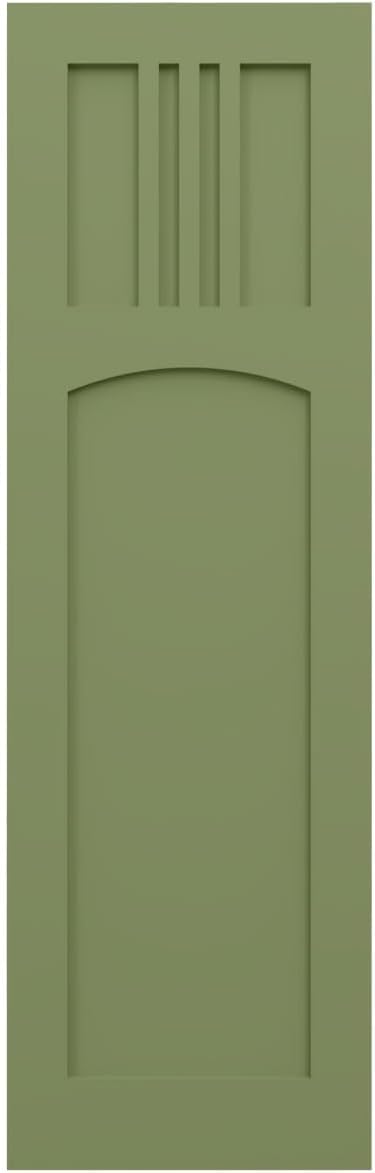 12"W x 42"H EnduraCore Composite San Miguel Mission Style Shutters, Moss Green (Per Pair - Hardware Not Included)