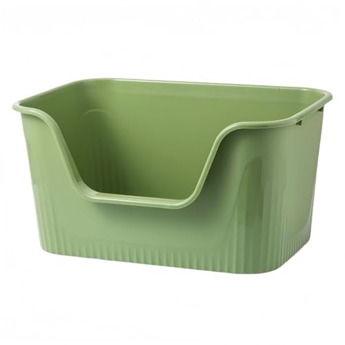 QYDZ猫用トイレ 猫用トイレボックス 大きく開く 大型猫用 複数個収納可能 一体型 お手入れ簡単 清潔 飛散防止 一体型成形 (グリーン)