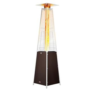 VEVOR Patio Heater for Outdoor Use, 48000BTU Pyramid Propane Heater w/Wheels, Quartz Glass Tube Outdoor Patio Flame Heater for Patio, Party, Backyard, Garden, Decoration, Hammered Bronze