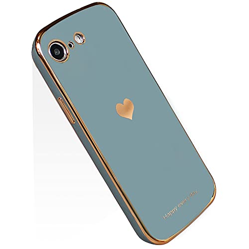 JOOBOY iPhone8 ケース iPhone7ケース iPhoneSE ケース 第2世代 第3世代 兼用 かわいい メッキ加工 レンズ保護 キャラクター tpu ソフト ストラップホール付き 耐衝撃 軽量 iPhone8 カバー (iPhone SE2/7/8/SE3, グレー)