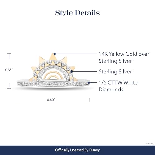 Jewelili Enchanted Disney Fine Jewelry 14K Yellow Gold over Sterling Silver with 1/6 CTTW Diamond Moana Ring2