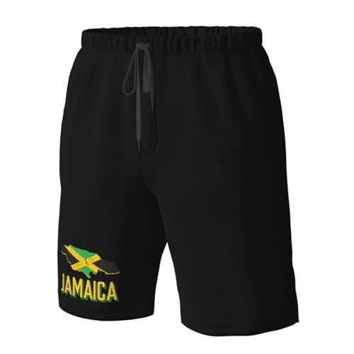 Jamaica Flag Jamaican Map Board Shorts Quick Dry Mans Swim Trunks with Mesh Lining and Pockets Beach Pants